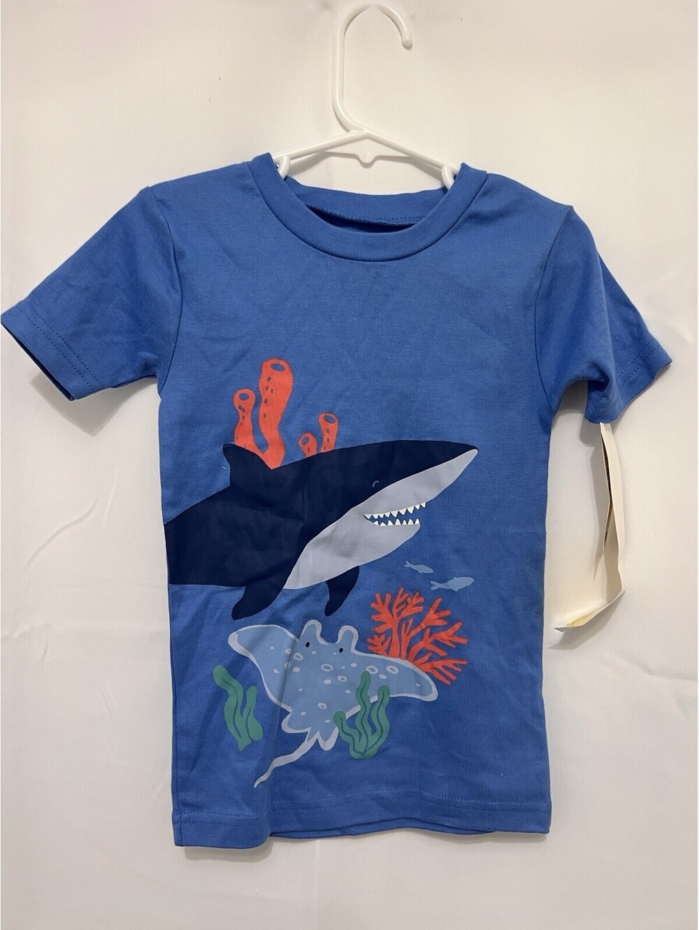 Carter’s Toddler Boys 2-Piece Shark Graphic T-Shirt & Striped Shorts Set 5T NWT